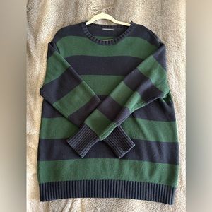 brandy mellvile sweater green and blue striped one size